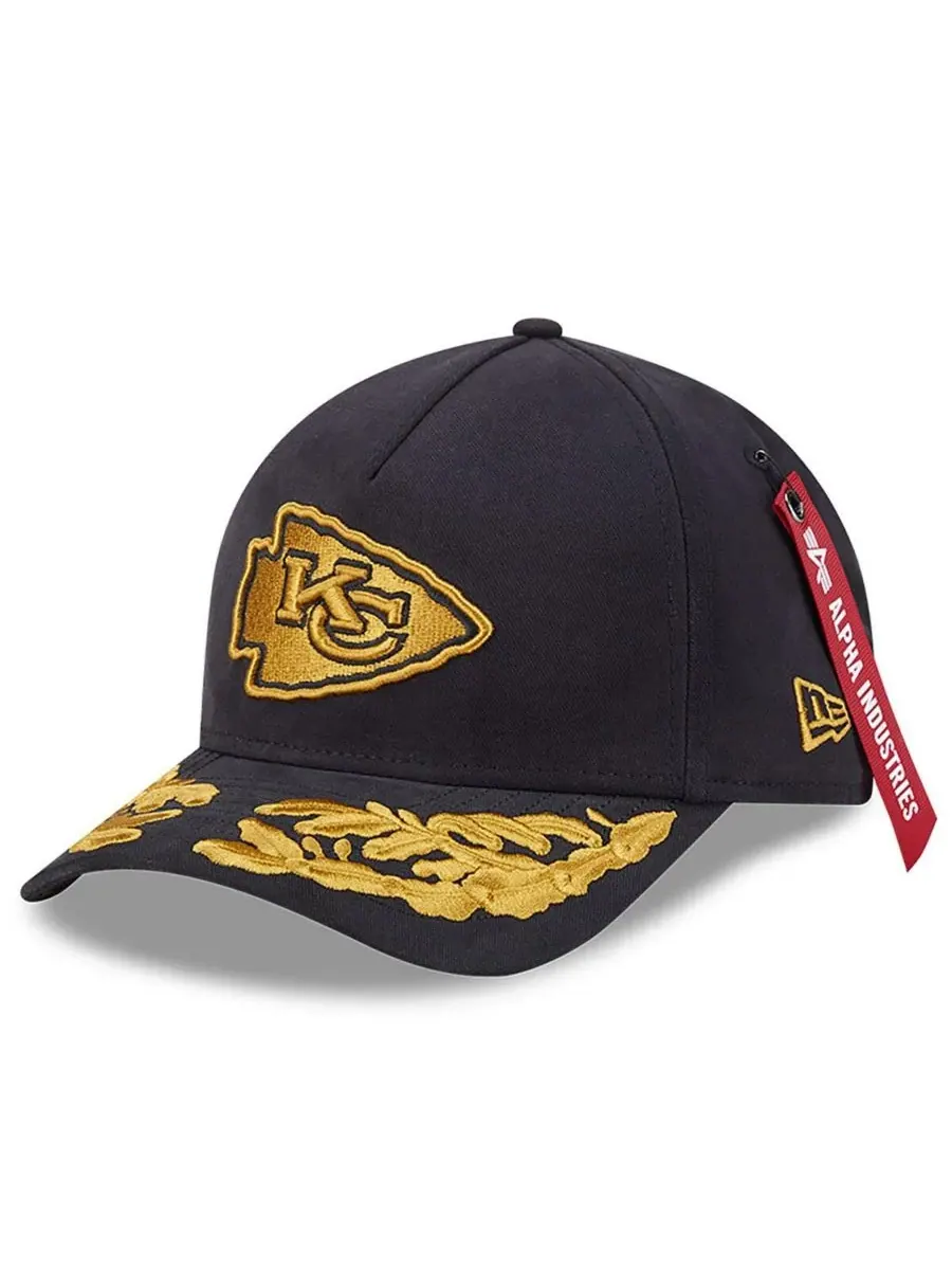 New Era Мужская черная регулируемая кепка Alpha Industries Kansas City Chiefs A-Frame 9FORTY — изображение 1 из 4, черный