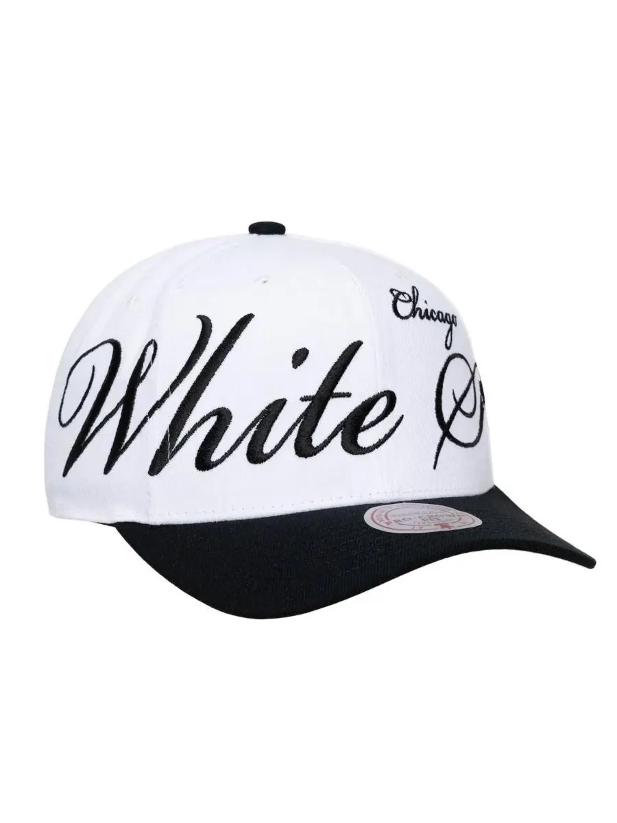 Кепка с вышивкой XL Script Pro Crown Mitchell & Ness — изображение 1 из 4, белый черный