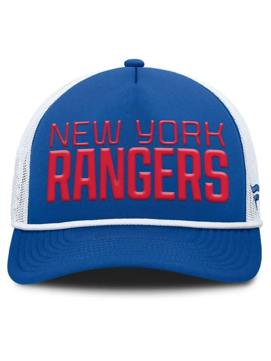Fanatics Мужская сине-белая регулируемая бейсболка New York Rangers Heritage Dutch A-Frame Trucker — изображение 2 из 4