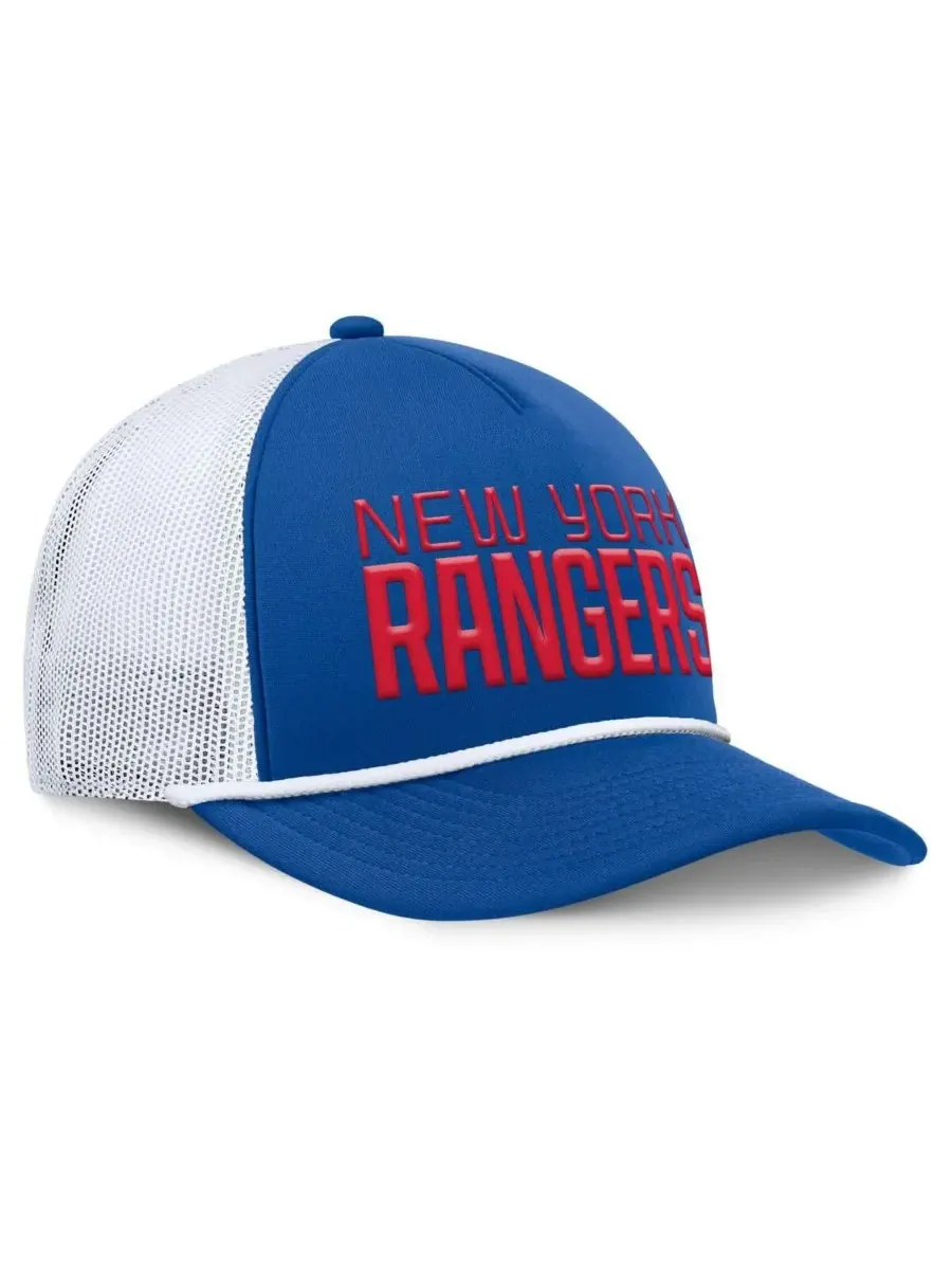Fanatics Мужская сине-белая регулируемая бейсболка New York Rangers Heritage Dutch A-Frame Trucker — изображение 3 из 4