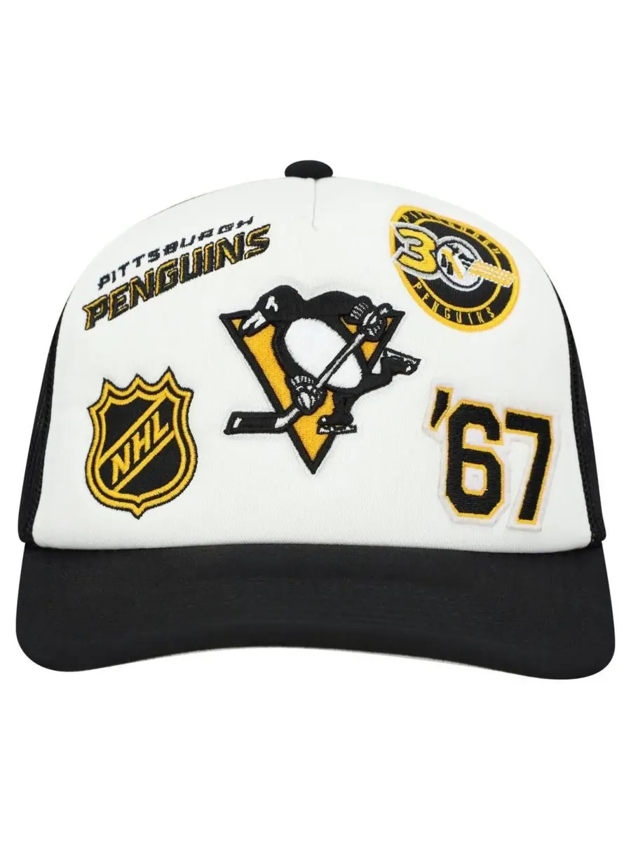 Mitchell & Ness Мужская белая/черная регулируемая кепка-тракер Pittsburgh Penguins Gridlock — изображение 2 из 4
