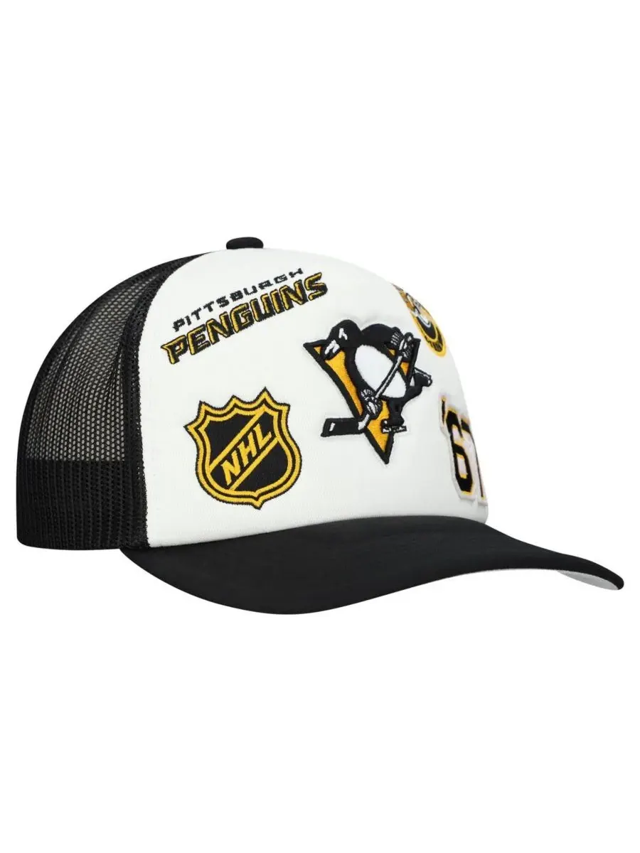 Mitchell & Ness Мужская белая/черная регулируемая кепка-тракер Pittsburgh Penguins Gridlock — изображение 3 из 4