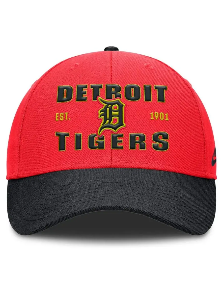 Nike Мужская кепка Detroit Tigers в красно-черном цвете, неоновая, в стиле 90-х, с регулируемым — изображение 2 из 4, черный