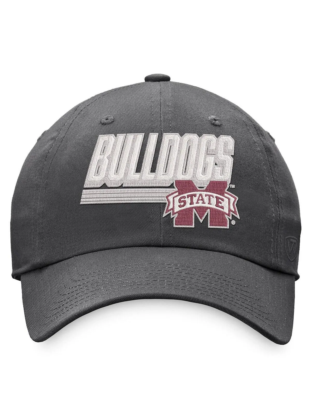Мужская угольная регулируемая шляпа Mississippi State Bulldogs Slice Top of the World — изображение 2 из 2, темно-серый