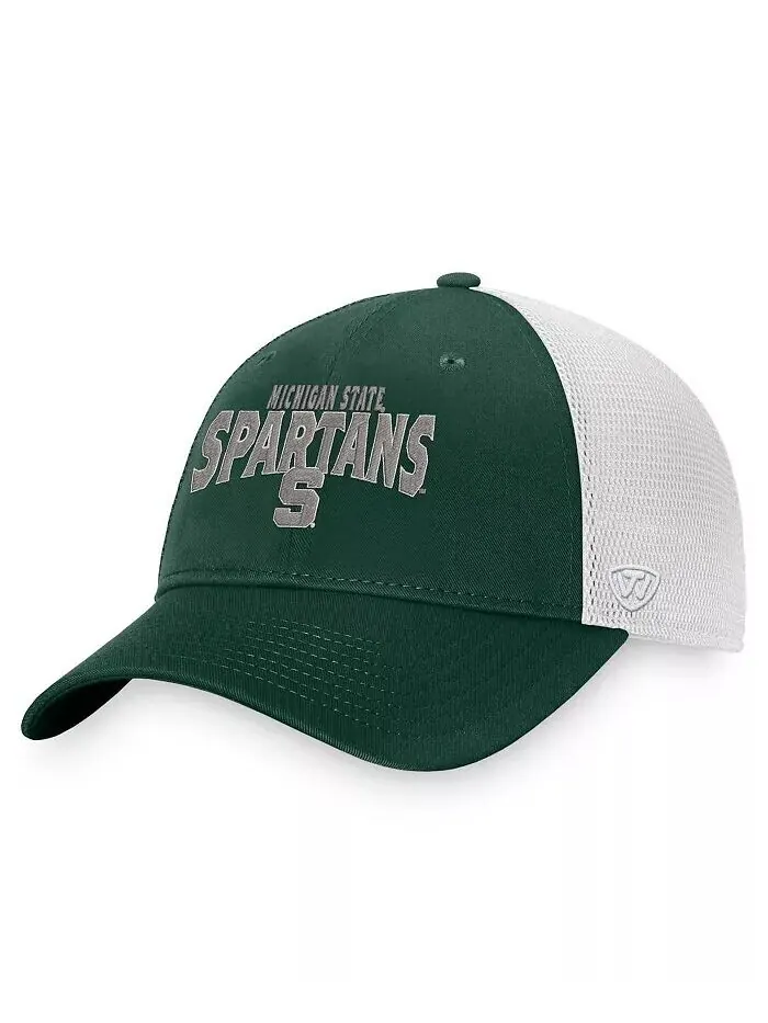 Мужская зелено-белая кепка Michigan State Spartans Breakout Trucker Snapback Top Of The World — изображение 1 из 2