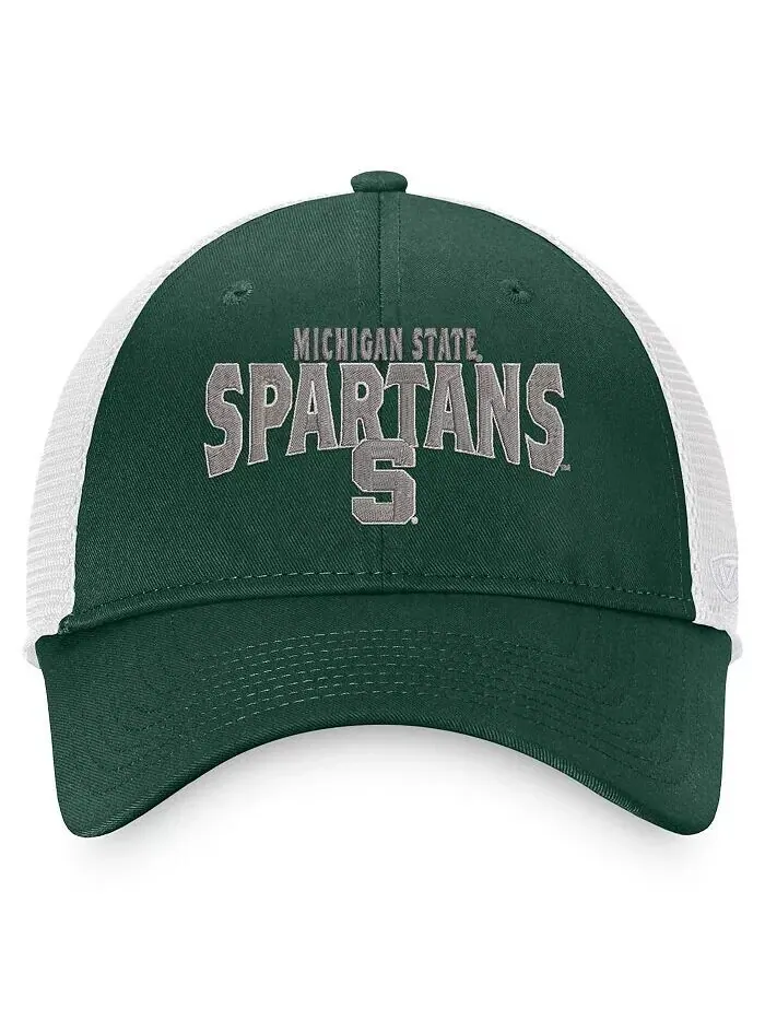 Мужская зелено-белая кепка Michigan State Spartans Breakout Trucker Snapback Top Of The World — изображение 2 из 2