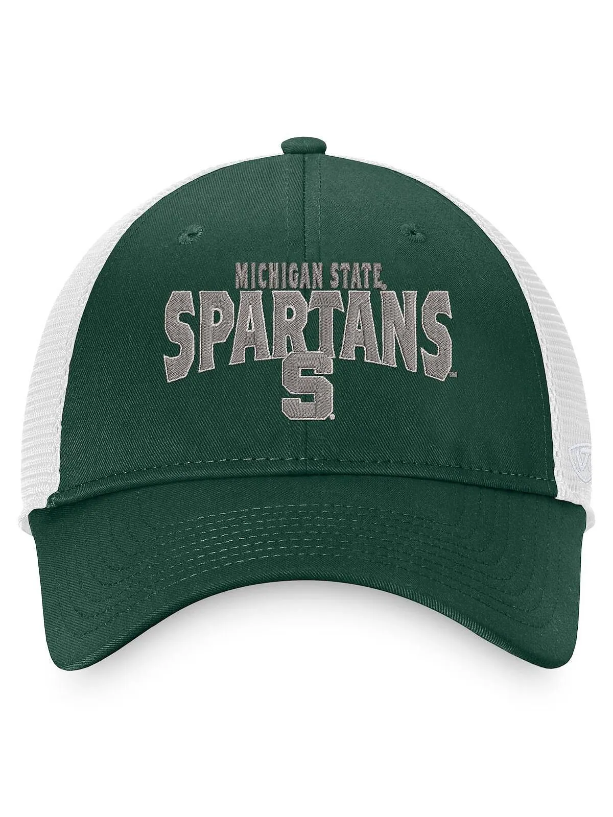 Мужская зелено-белая кепка Michigan State Spartans Breakout Trucker Snapback Top of the World — изображение 2 из 2