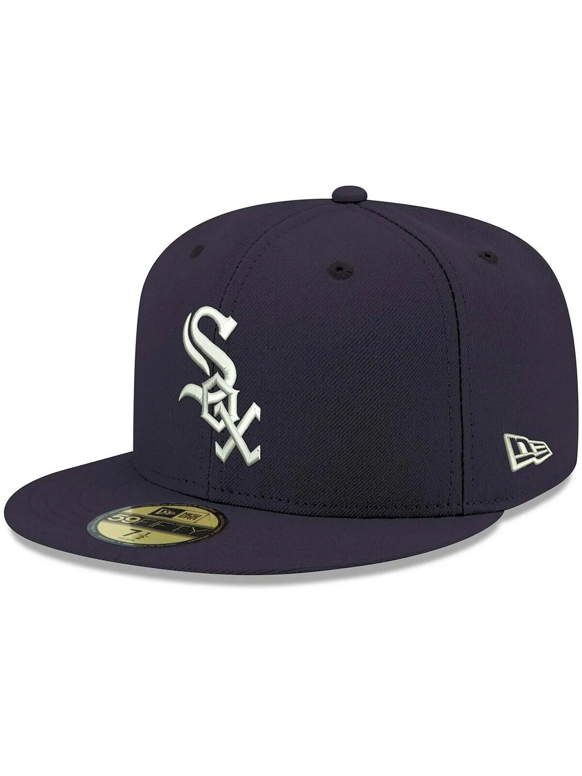 Мужская темно-синяя кепка Chicago White Sox Logo белая 59FIFTY приталенная шляпа New Era