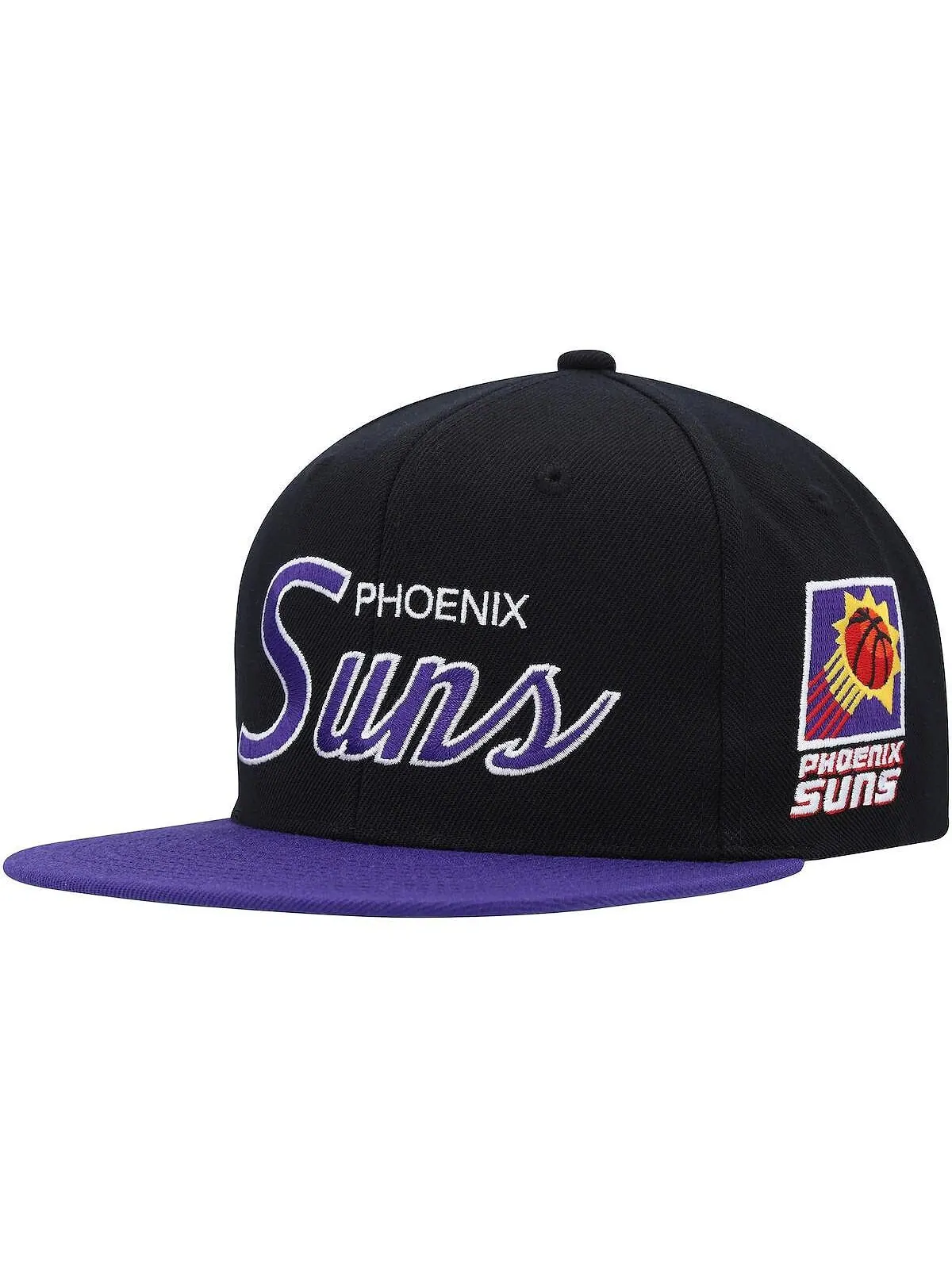 Мужская кепка Snapback Black Phoenix Suns Hardwood Classics MVP Team Script 2.0 Mitchell & Ness — изображение 1 из 4, черный