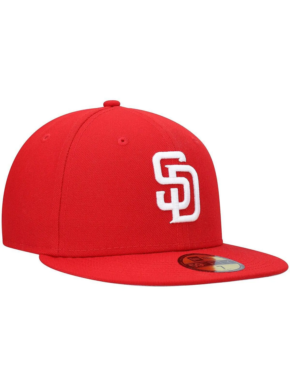 Мужская красная приталенная шляпа San Diego Padres Logo белая 59FIFTY New Era — изображение 2 из 2, красный