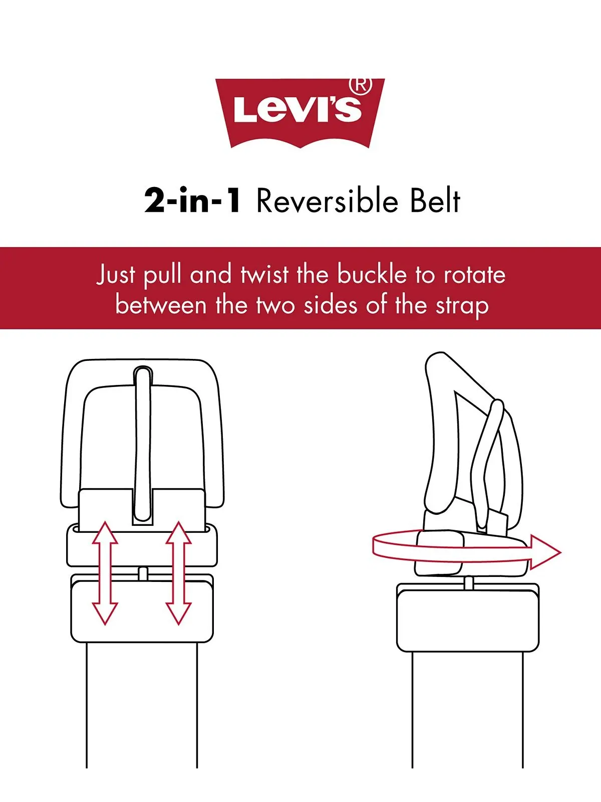 Мужской двусторонний кожаный ремень Levi's — изображение 6 из 7, коричневый/черный