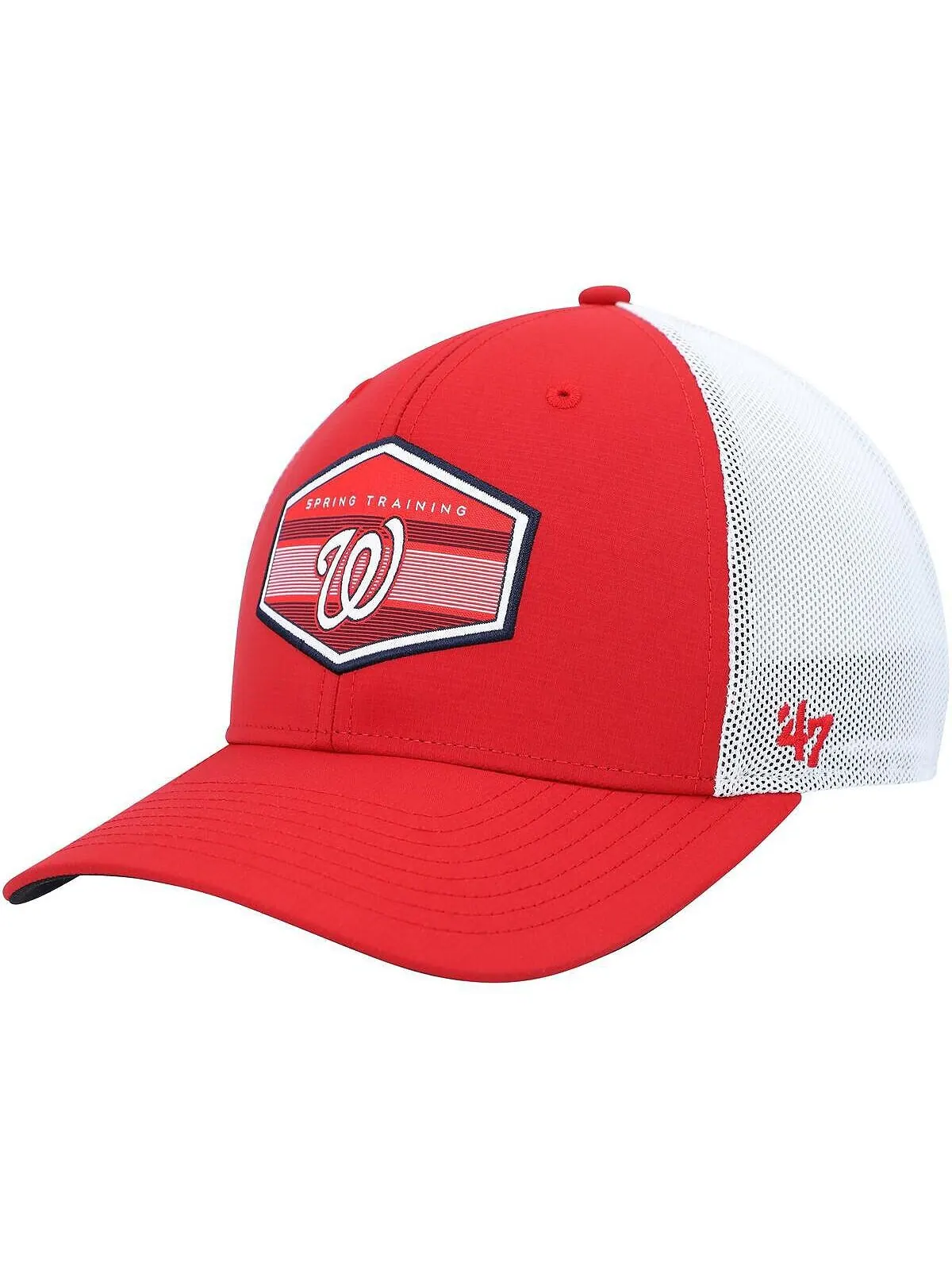Мужская красно-белая кепка Washington Nationals Spring Training Burgess Trucker Snapback '47 Brand — изображение 1 из 2
