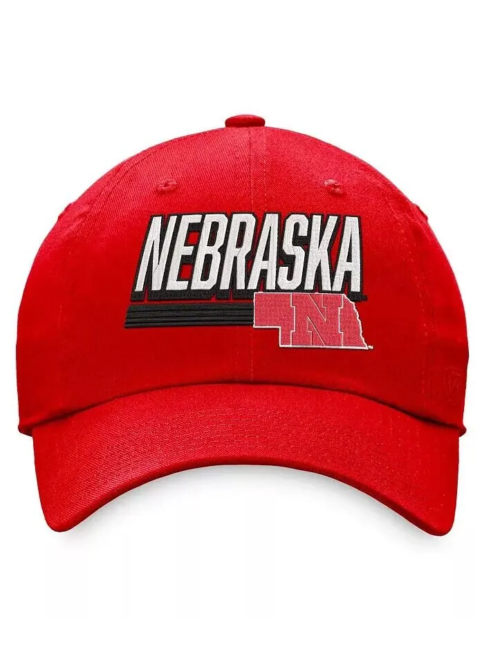 Мужская красная регулируемая шляпа Nebraska Huskers Slice Top Of The World — изображение 2 из 2