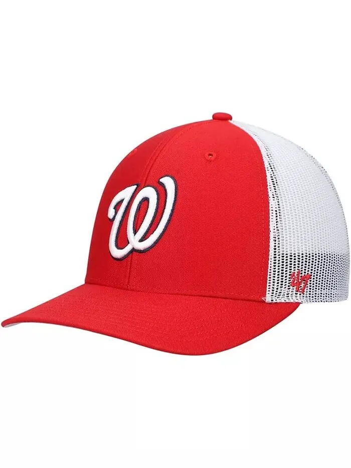 Мужская красно-белая кепка с логотипом Washington Nationals Primary Snapback Trucker Snapback '47 — изображение 1 из 4
