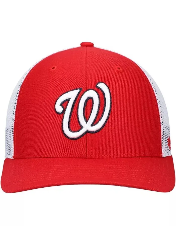 Мужская красно-белая кепка с логотипом Washington Nationals Primary Snapback Trucker Snapback '47 — изображение 2 из 4