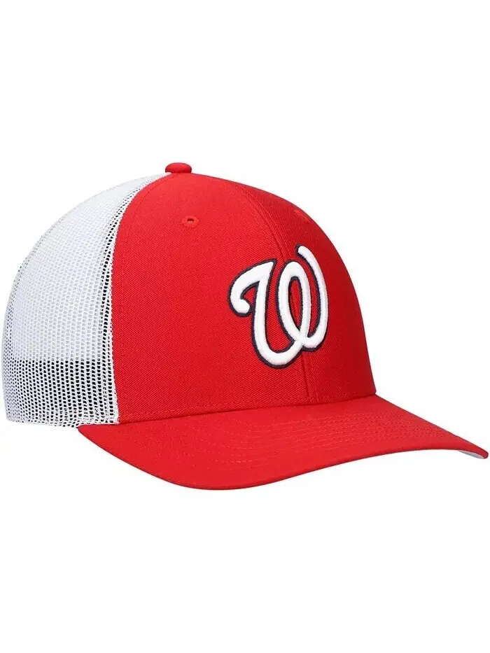 Мужская красно-белая кепка с логотипом Washington Nationals Primary Snapback Trucker Snapback '47 — изображение 3 из 4