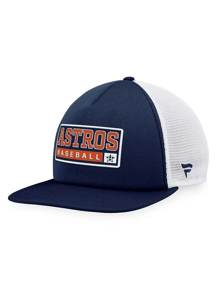Мужская темно-синяя, белая кепка Houston Astros Foam Trucker Snapback Majestic — изображение 1 из 4