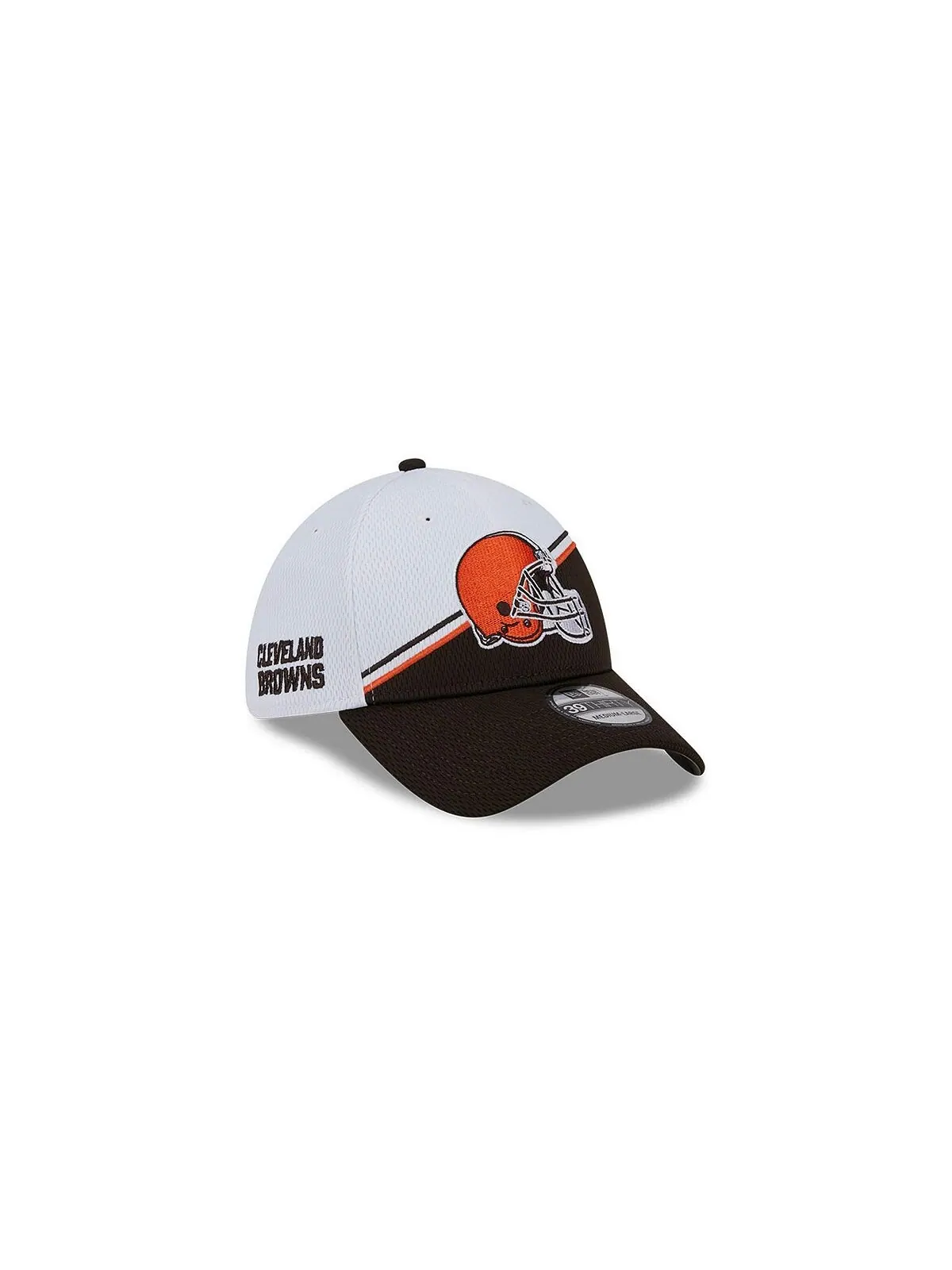 Мужская бело-коричневая гибкая кепка Cleveland Browns 2023 NFL Sideline 39THIRTY New Era