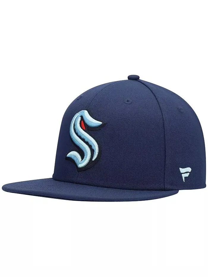 Мужская бейсболка с логотипом команды Seattle Kraken Primary Team Deep Sea Blue Snapback Fanatics — изображение 1 из 4
