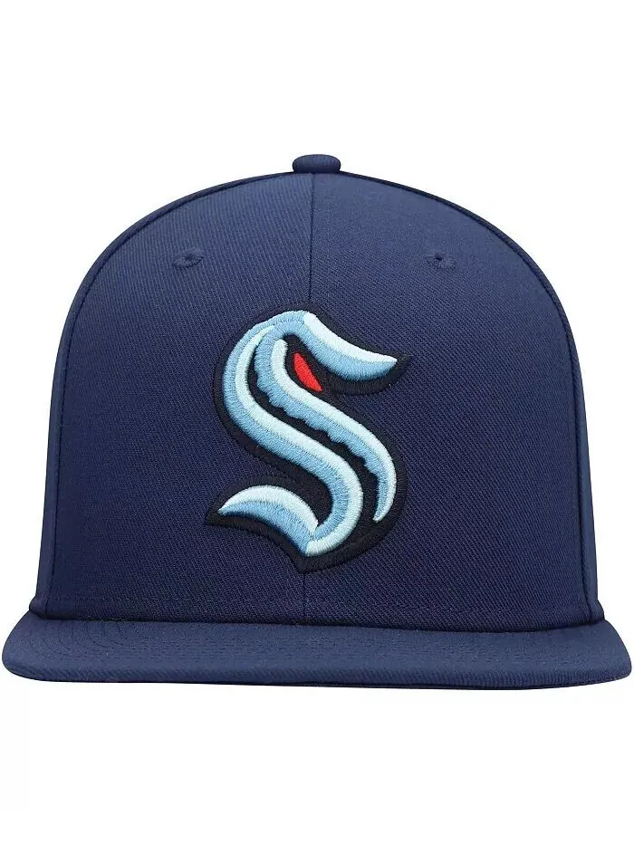 Мужская бейсболка с логотипом команды Seattle Kraken Primary Team Deep Sea Blue Snapback Fanatics — изображение 2 из 4