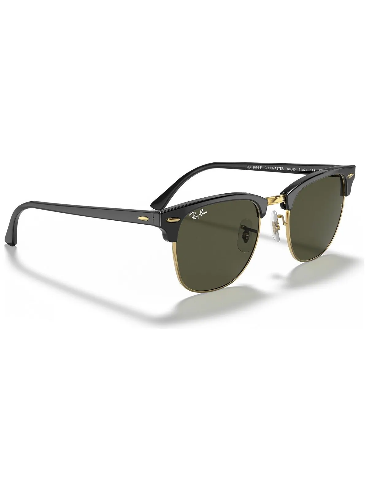 Солнцезащитные очки унисекс с низкой перемычкой, RB3016F CLUBMASTER CLASSIC 55 Ray-Ban — изображение 5 из 10, черный