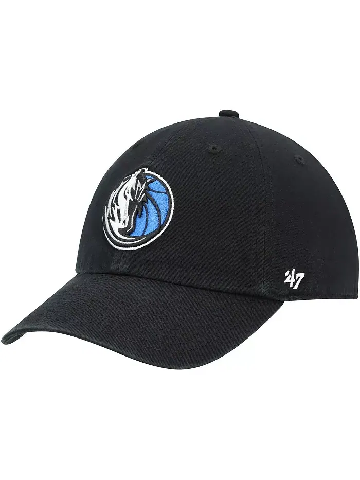 Мужская черная бейсболка Dallas Mavericks с логотипом команды Clean Up регулируемая '47 Brand — изображение 1 из 4