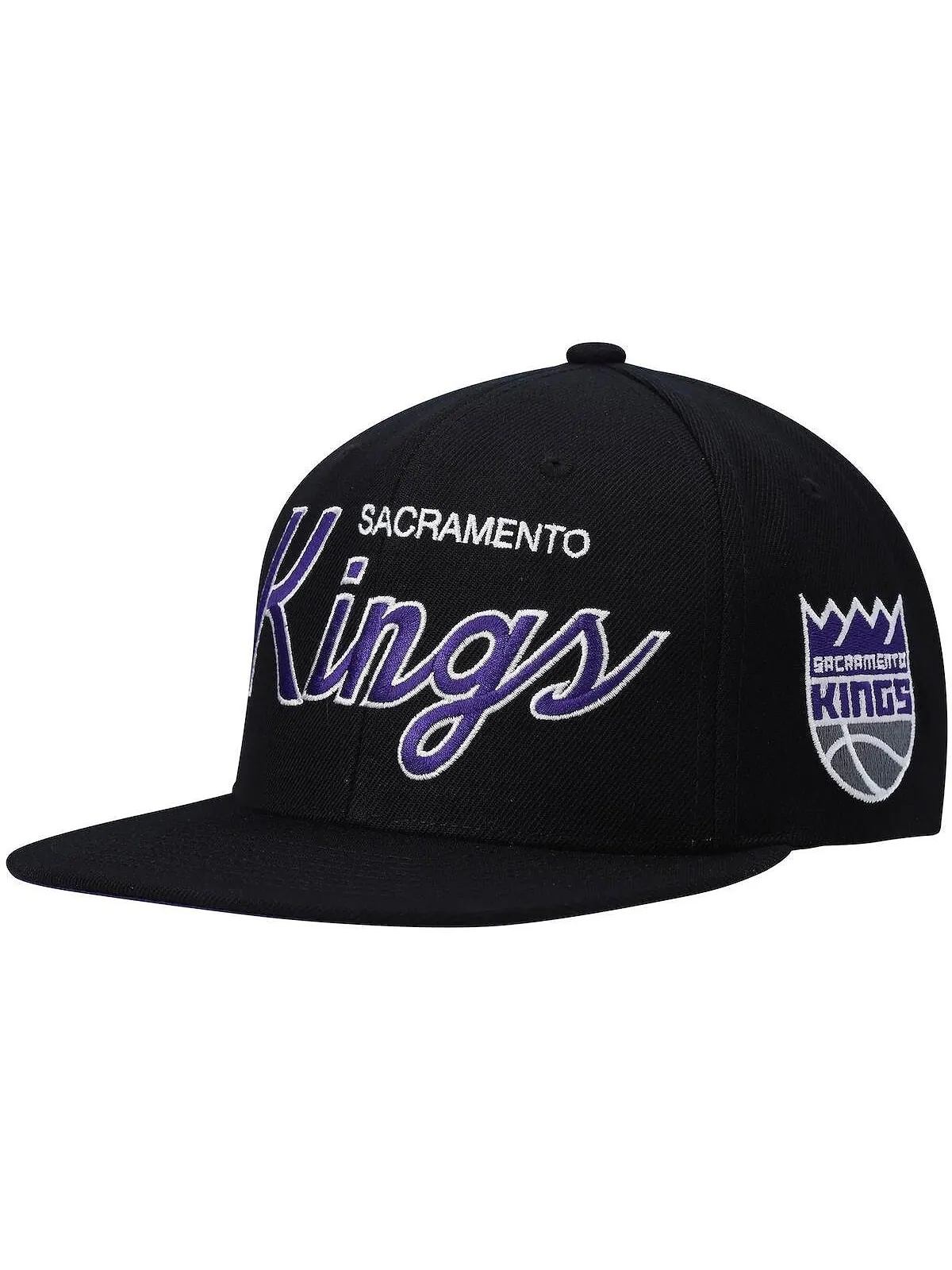 Мужская черная бейсболка Sacramento Kings Hardwood Classics Script 2.0 Snapback Mitchell & Ness — изображение 1 из 4, черный