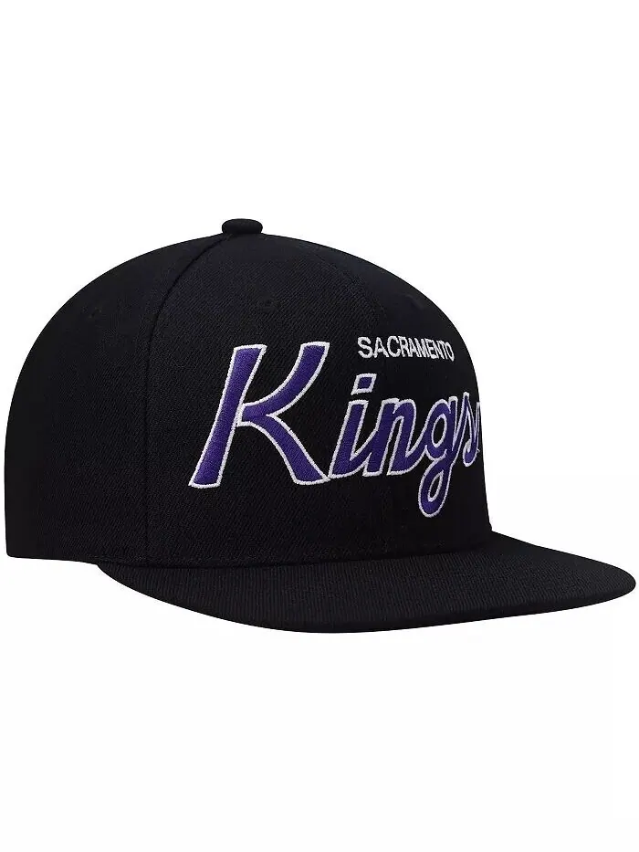 Мужская черная бейсболка Sacramento Kings Hardwood Classics Script 2.0 Snapback Mitchell & Ness — изображение 3 из 4