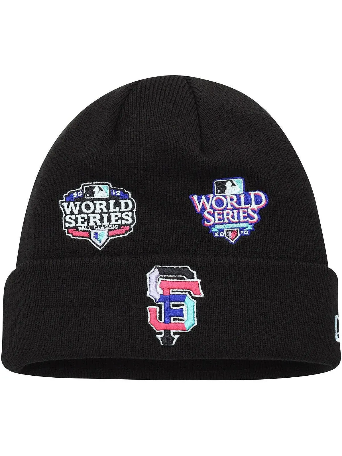 Мужская черная вязаная шапка San Francisco Giants Polar Lights с манжетами New Era