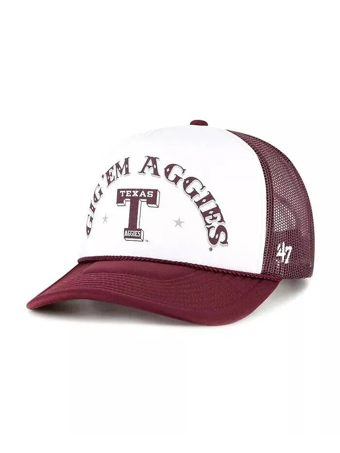 Мужская белая, темно-бордовая кепка дальнобойщика Texas A&M Aggies Article с пеной спереди '47 Brand — изображение 1 из 2