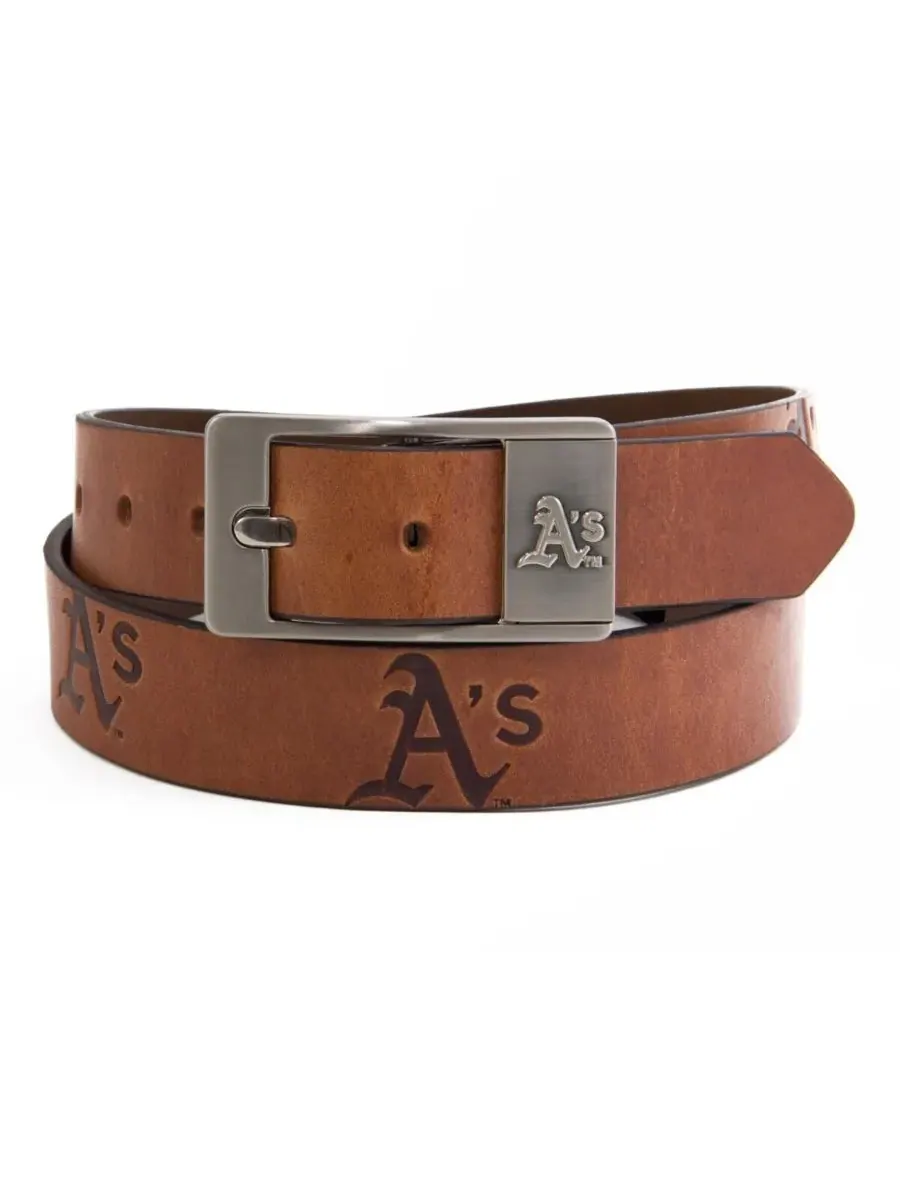 Мужской кожаный пояс Brandish с символикой Oakland Athletics Eagles Wings — коричневый