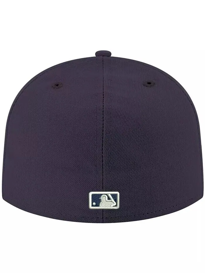 Мужская темно-синяя кепка Boston Red Sox Logo белая 59FIFTY приталенная кепка New Era — изображение 4 из 4