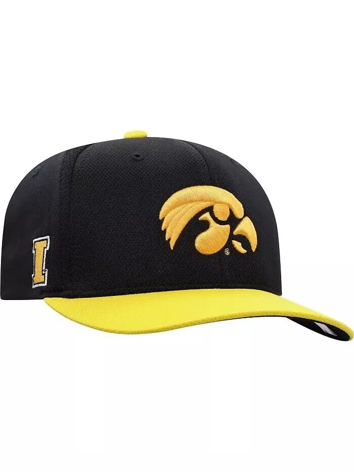 Мужская двухцветная кепка Iowa Hawkeyes черного и золотого цвета с отражающим эффектом Hybrid Tech — изображение 1 из 4