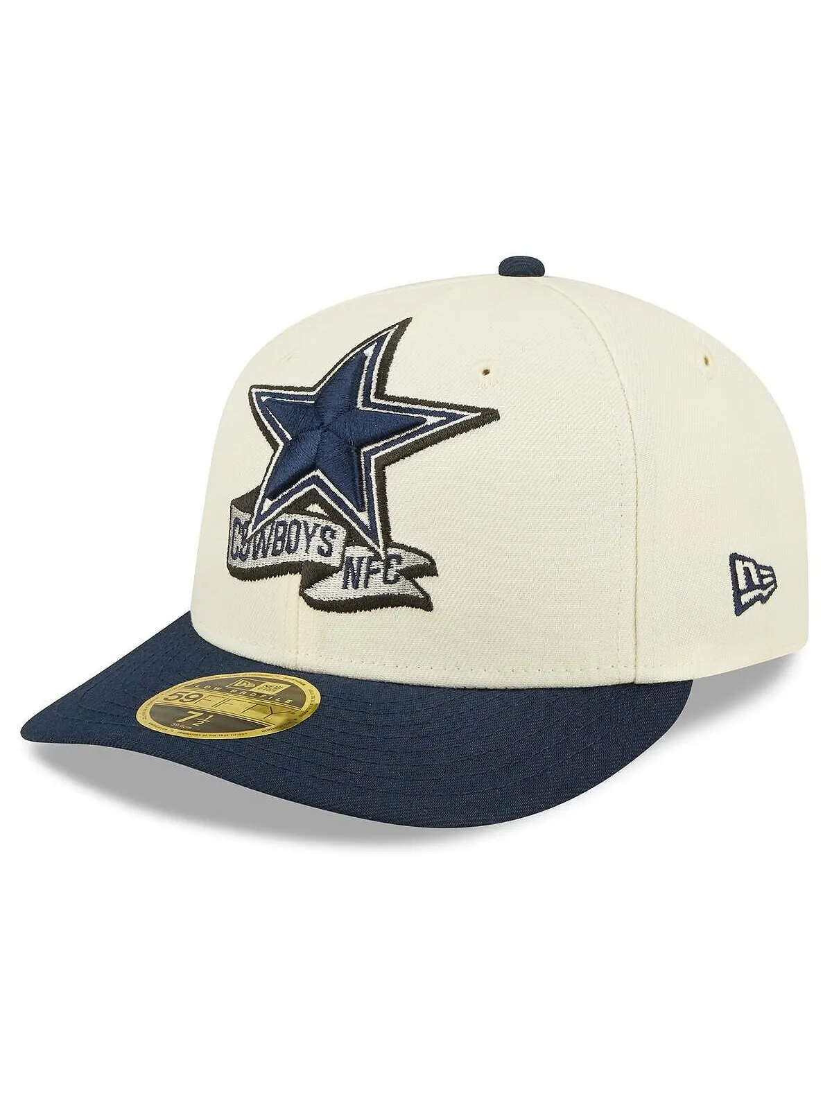 Мужская кремовая, темно-синяя шляпа Dallas Cowboys 2022 Sideline Low Profile 59FIFTY. New Era — изображение 3 из 4
