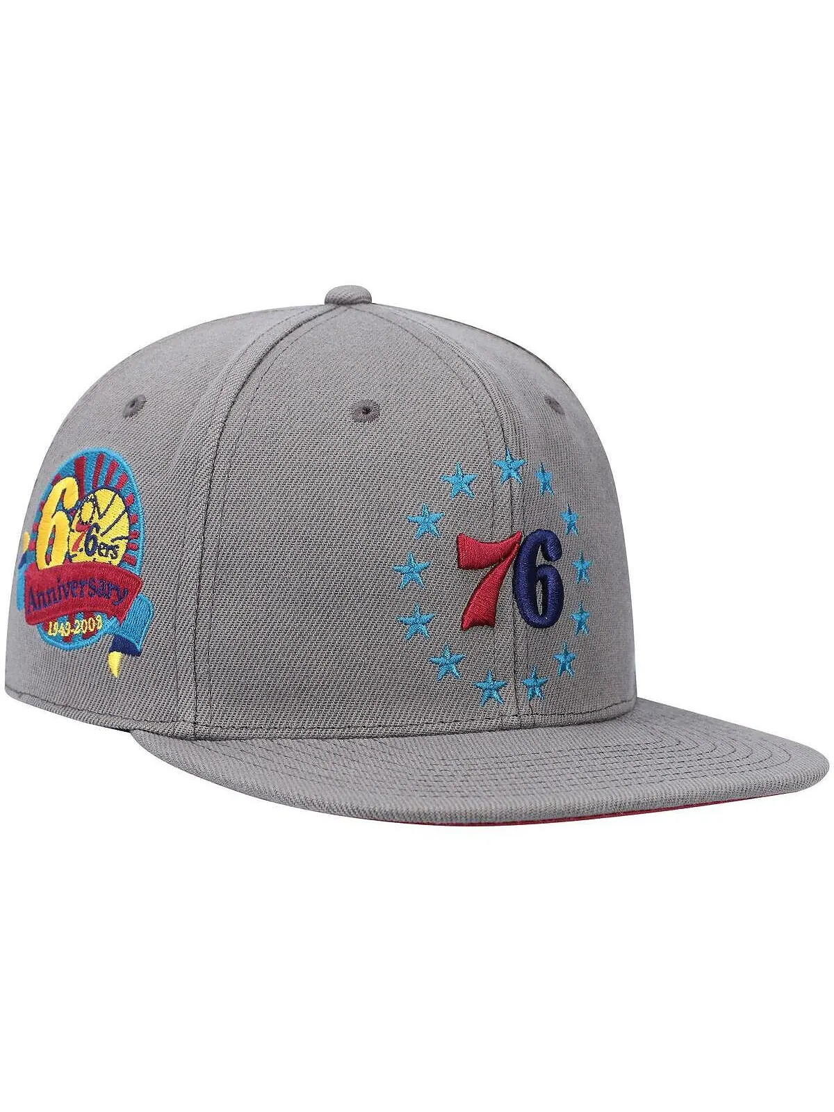 Мужская темно-серая облегающая шляпа Philadelphia 76ers Hardwood Classics 60th Anniversary Carbon — изображение 1 из 4