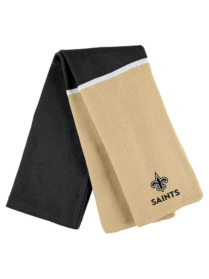 Женская черная шапка-манжета New Orleans Saints Colorblock с помпоном и шарфом в комплекте WEAR by — изображение 2 из 3