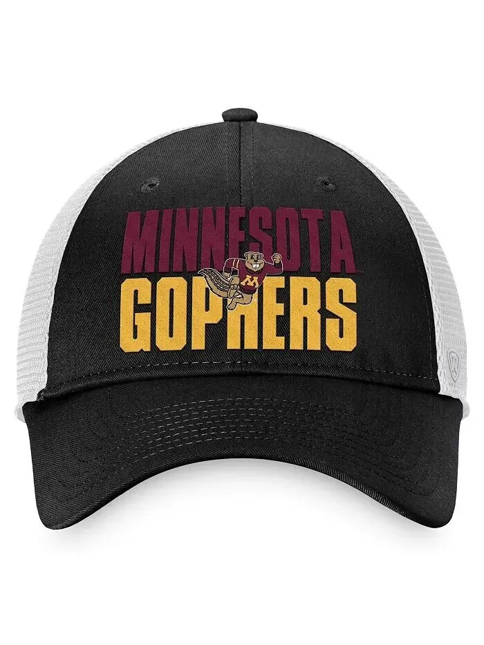 Мужская черно-белая кепка Snapback Minnesota Golden Gophers Stockpile Trucker Top Of The World — изображение 2 из 4