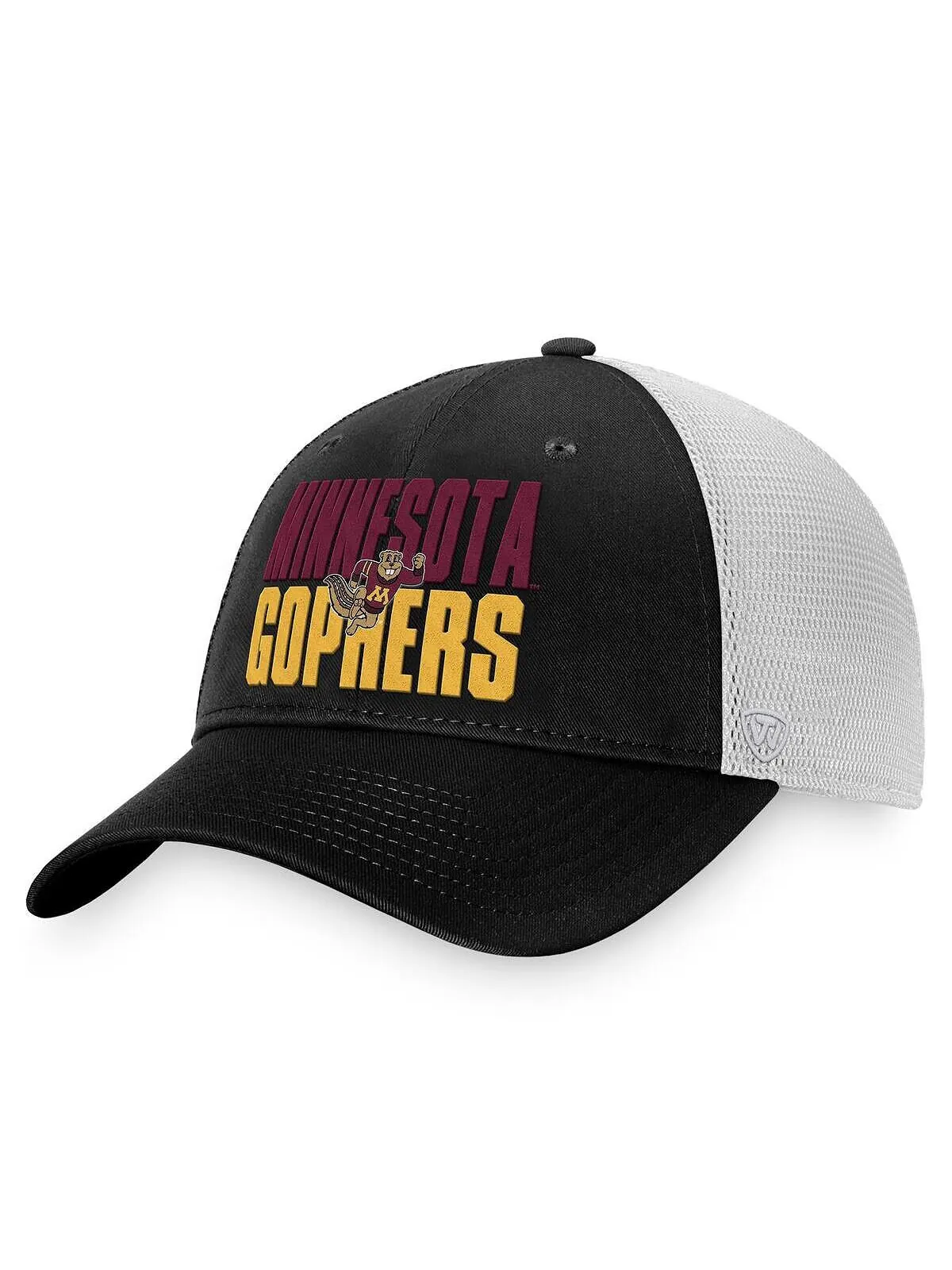 Мужская черно-белая кепка Snapback Minnesota Golden Gophers Stockpile Trucker Top of the World — изображение 1 из 4