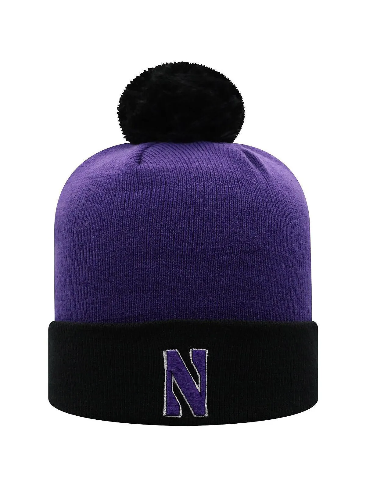 Мужская фиолетово-черная двухцветная вязаная шапка Northwestern Wildcats Core с манжетами и — изображение 1 из 2