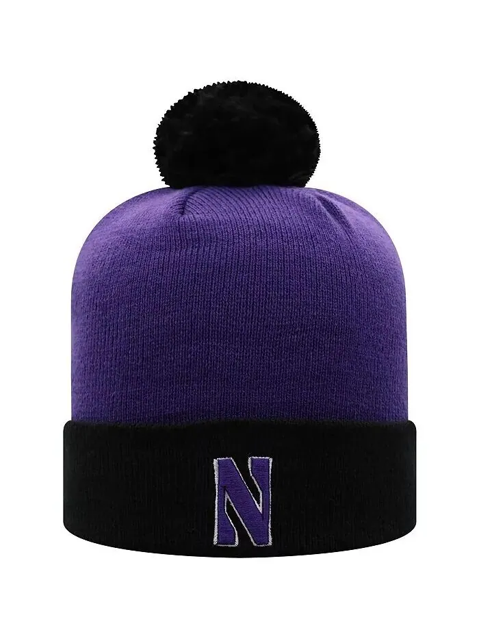 Мужская фиолетово-черная двухцветная вязаная шапка Northwestern Wildcats Core с манжетами и — изображение 1 из 2