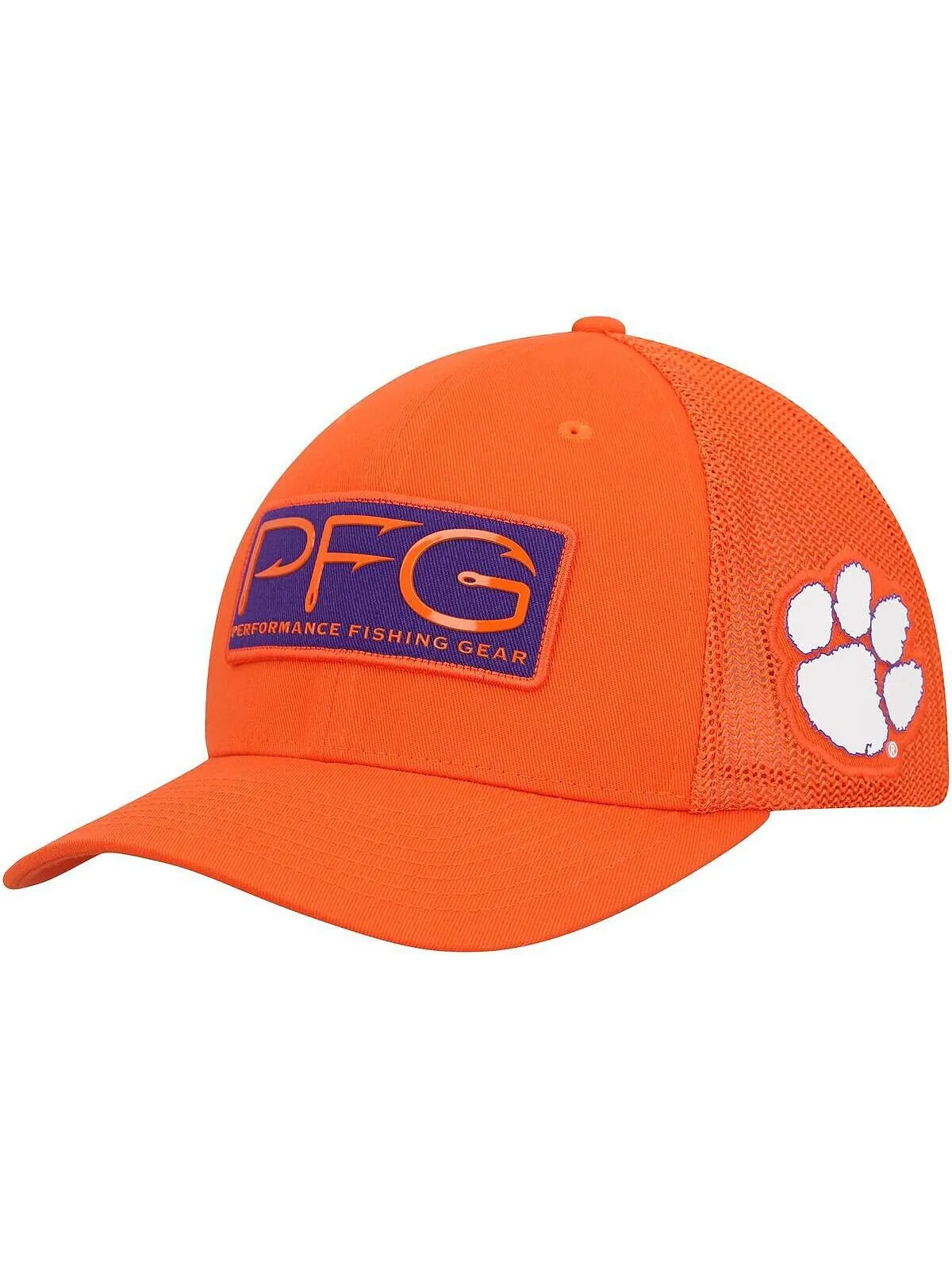 Мужская оранжевая кепка Clemson Tigers PFG Hooks Flex Hat Columbia — изображение 1 из 4, оранжевый