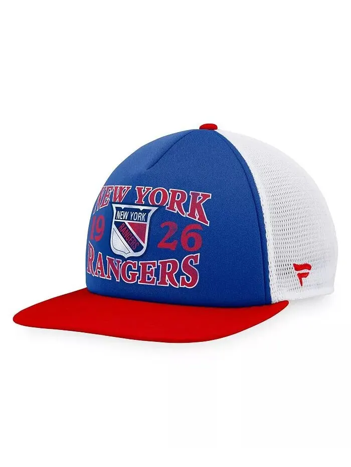 Фирменная мужская синяя/красная кепка New York Rangers Heritage в винтажном стиле из пеноматериала — изображение 1 из 4