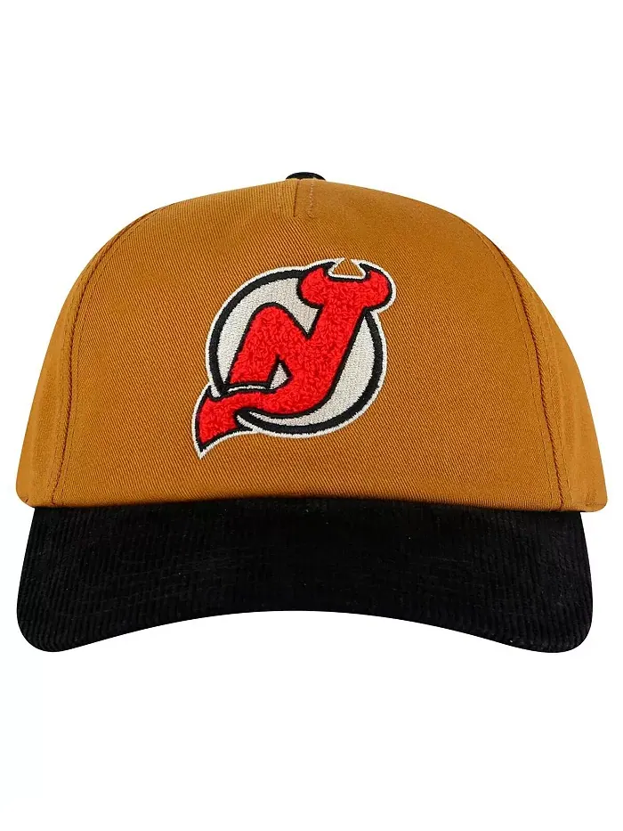 Мужская регулируемая кепка New Jersey Devils Burnett в цвете загар/черный American Needle — изображение 1 из 2