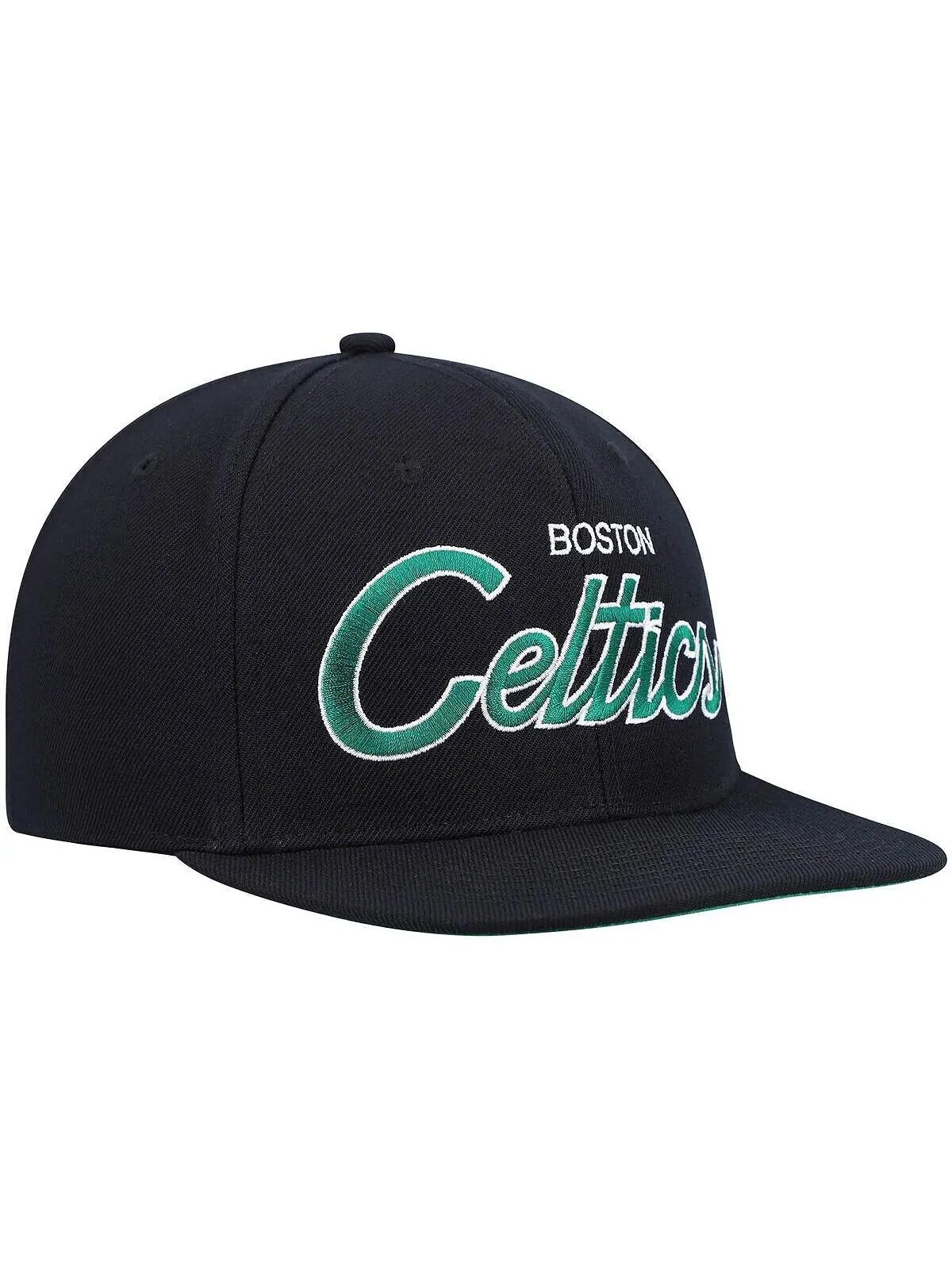 Мужская черная бейсболка Boston Celtics Hardwood Classics Script 2.0 Snapback Mitchell & Ness — изображение 2 из 4, черный