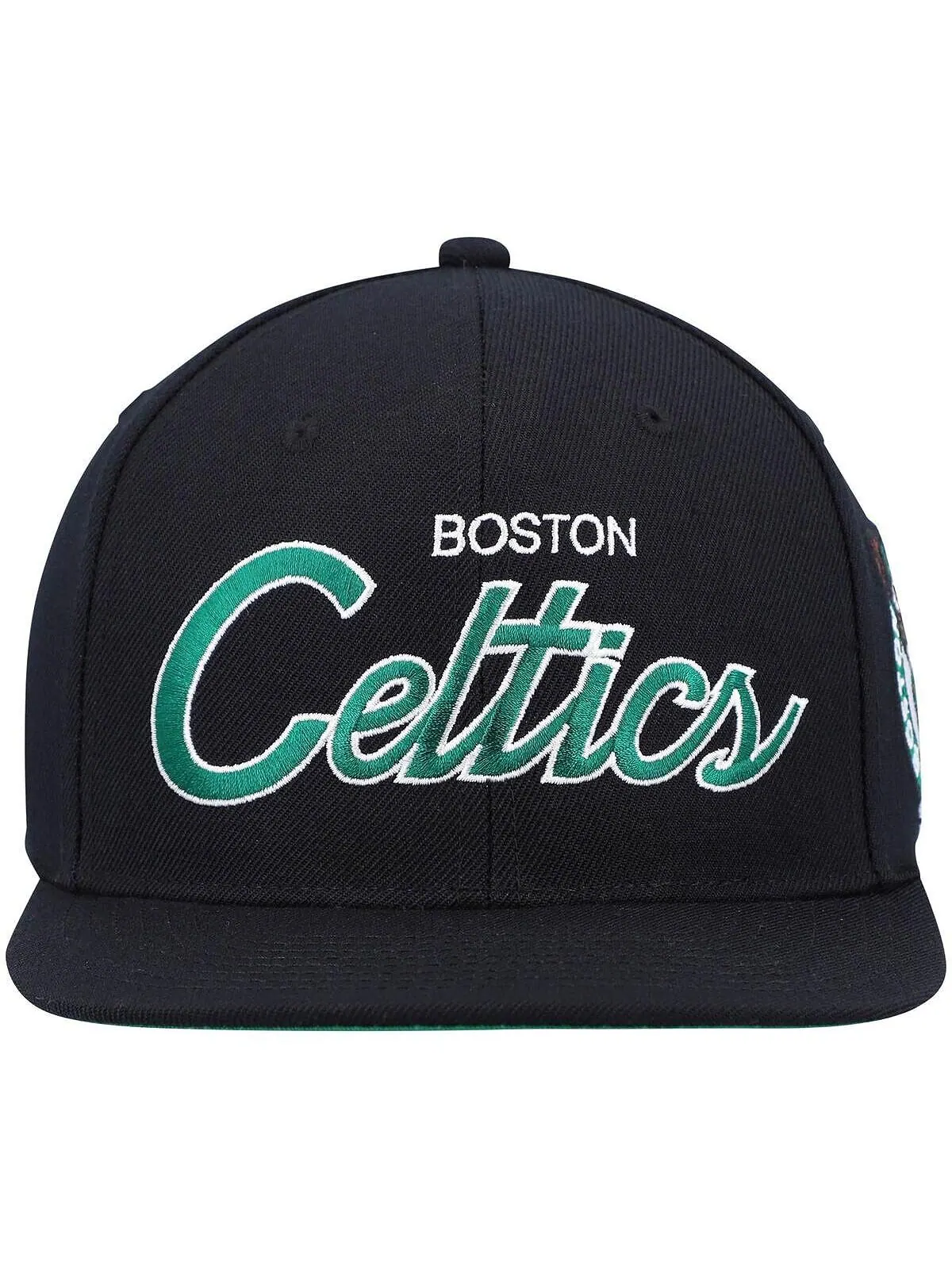 Мужская черная бейсболка Boston Celtics Hardwood Classics Script 2.0 Snapback Mitchell & Ness — изображение 3 из 4, черный