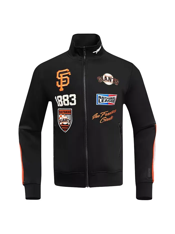 Мужская черная бейсбольная куртка San Francisco Giants Fast Lane на молнии Pro Standard — изображение 2 из 4