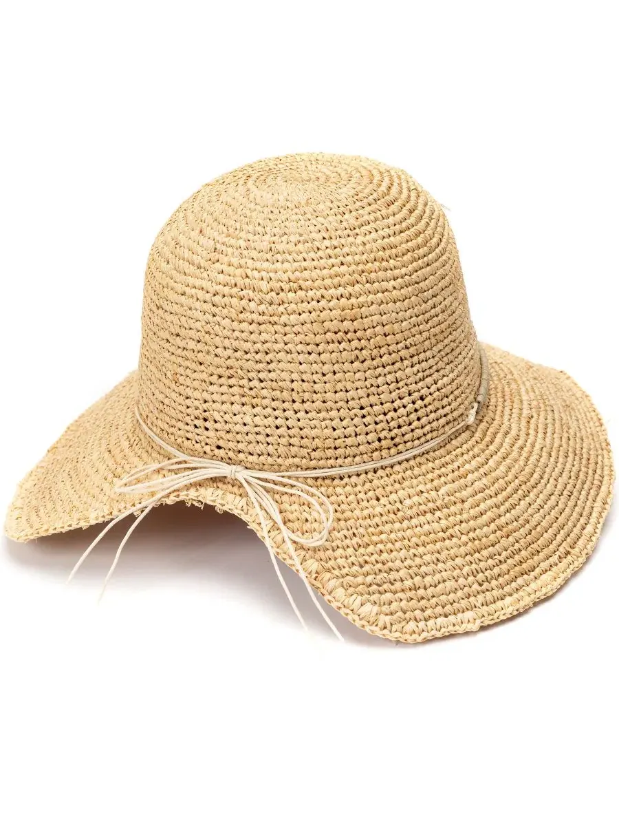 Шляпа из рафии с широкими полями и бусинами BCBG, Taupe Natural — изображение 3 из 5