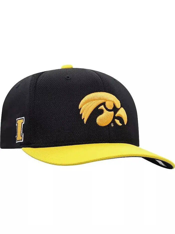 Мужская двухцветная кепка Iowa Hawkeyes черного и золотого цвета с отражающим эффектом Hybrid Tech — изображение 1 из 4