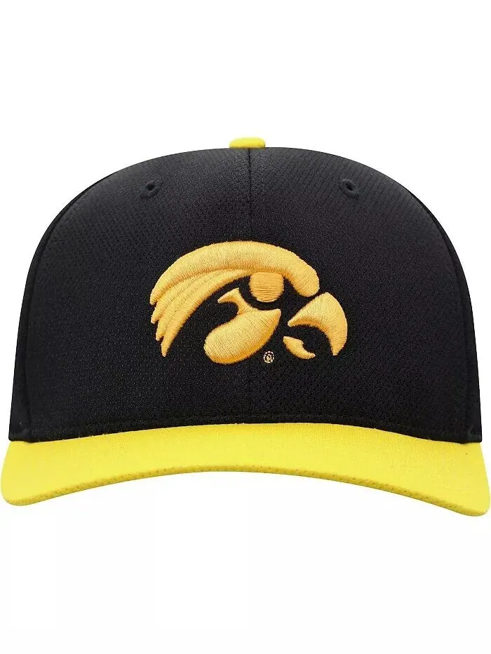 Мужская двухцветная кепка Iowa Hawkeyes черного и золотого цвета с отражающим эффектом Hybrid Tech — изображение 2 из 4