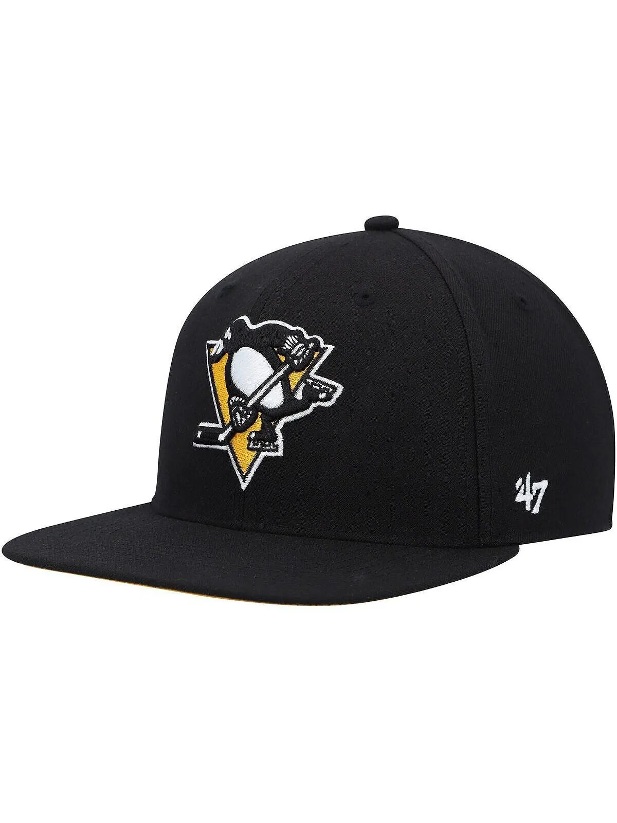 Мужская черная кепка Pittsburgh Penguins Sure Shot Captain Snapback '47 Brand — изображение 4 из 4, черный